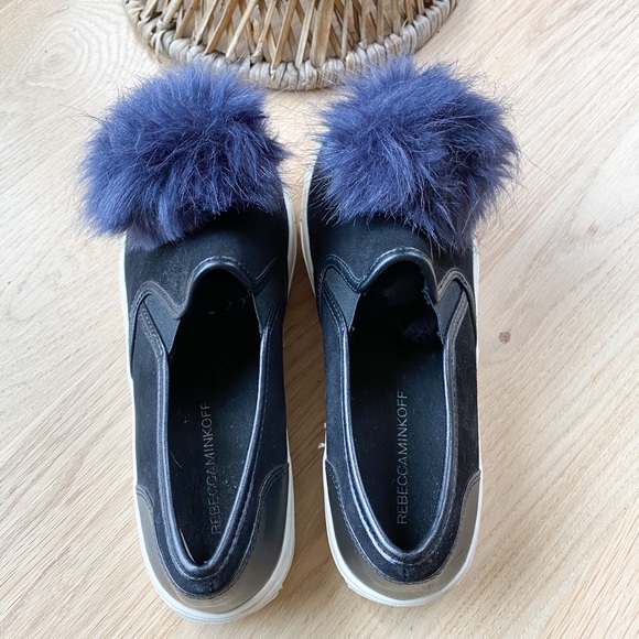 REBECCA MINKOFF fuzzy blue pompom slip on sneaker - Picture 6 of 8
